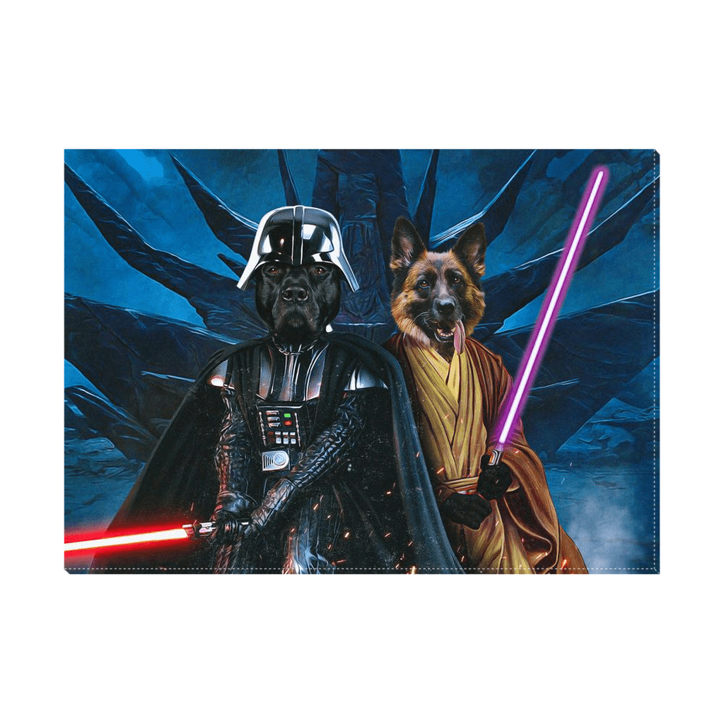 Lienzo personalizado para 2 mascotas &#39;Darth Woofer &amp;amp; Jedi-Doggo&#39;