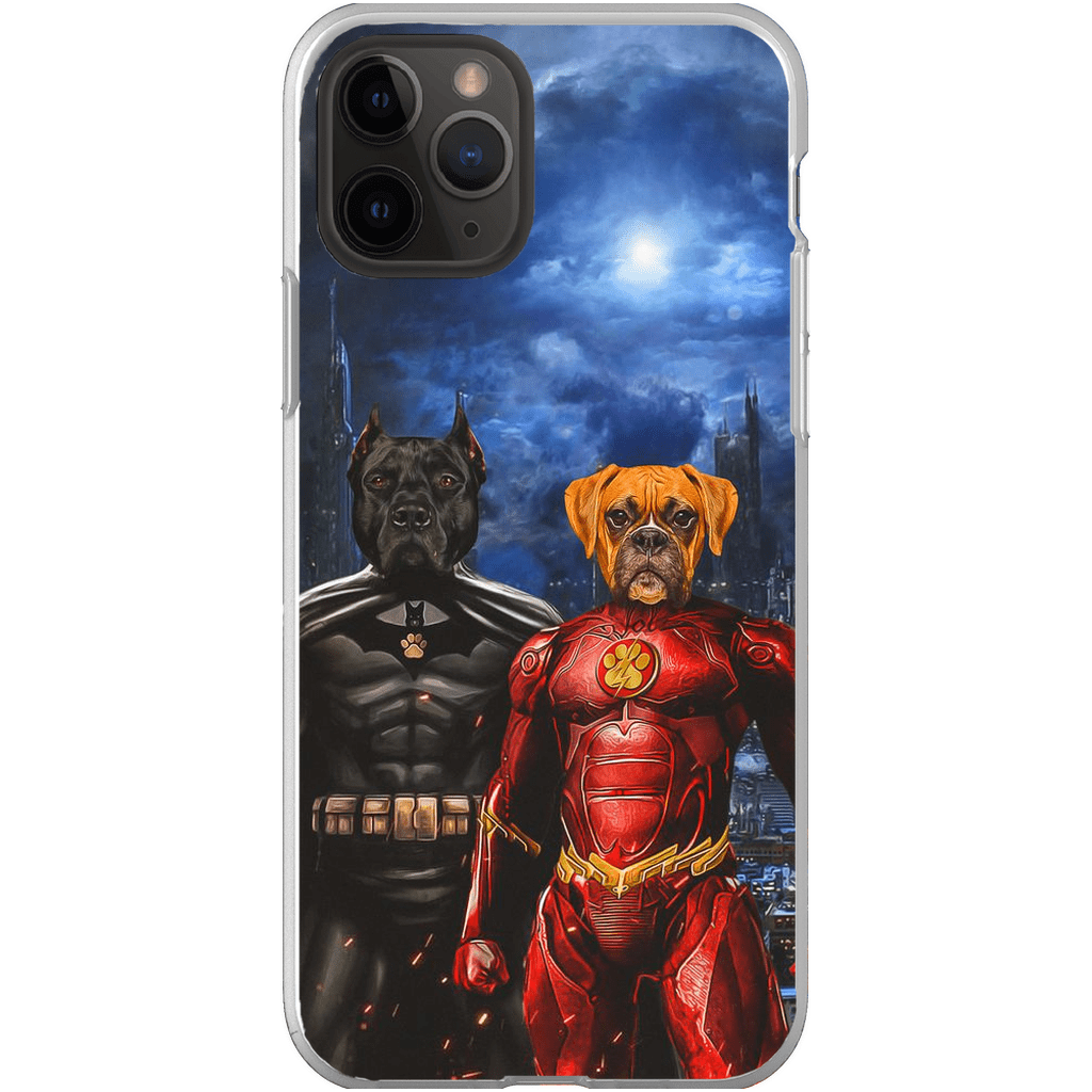 Funda personalizada para teléfono con 2 mascotas &#39;Batdog &amp;amp; Flash Doggo&#39;