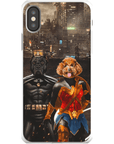 Funda personalizada para teléfono con 2 mascotas 'Batdog &amp; Wonder Doggette'