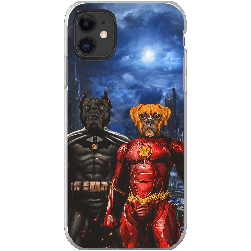 Funda personalizada para teléfono con 2 mascotas &#39;Batdog &amp;amp; Flash Doggo&#39;