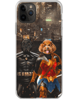 Funda personalizada para teléfono con 2 mascotas 'Batdog &amp; Wonder Doggette'