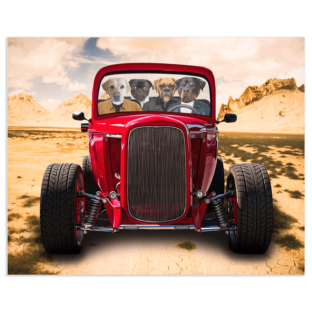 Póster personalizado con 4 mascotas &#39;The Hot Rod&#39;