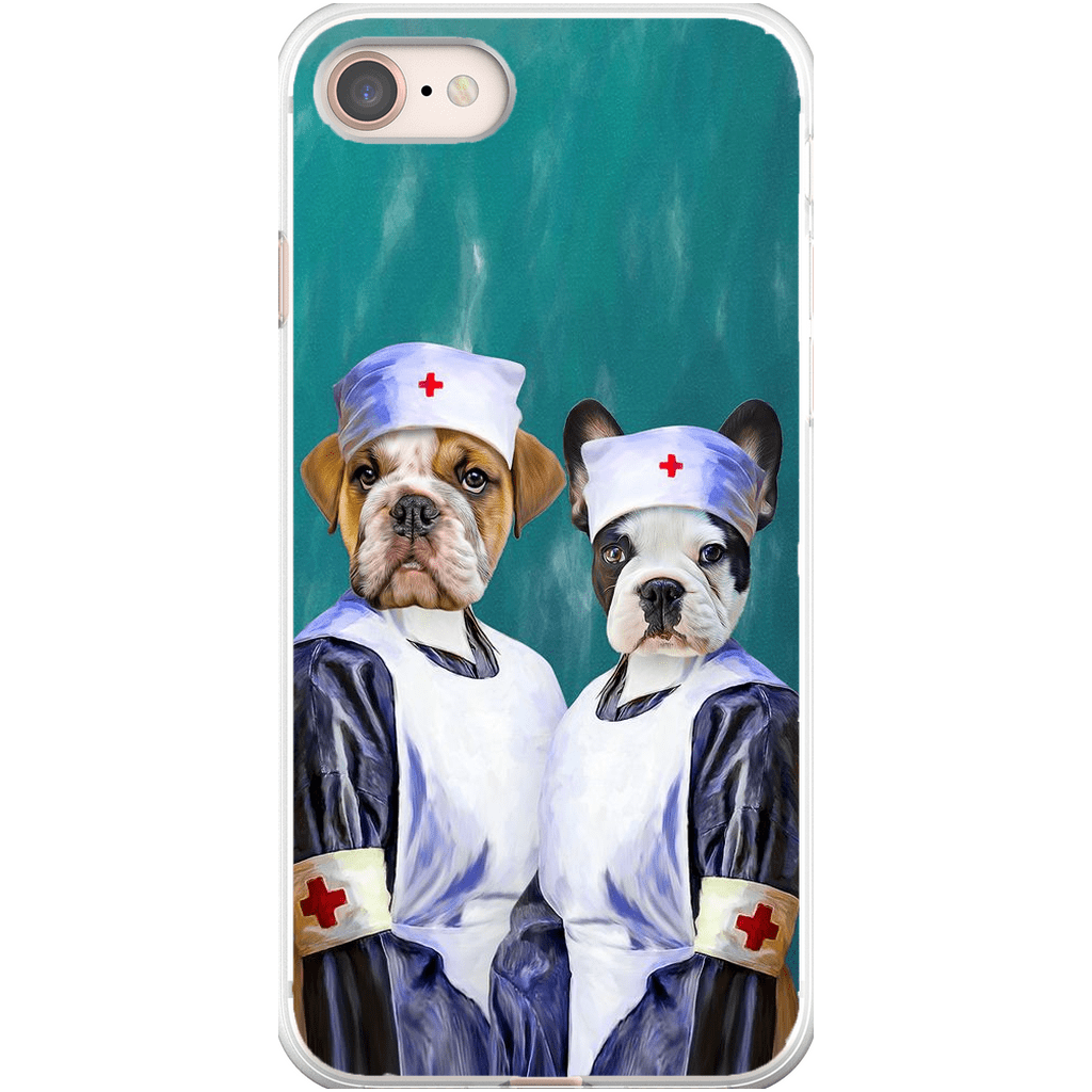 Funda personalizada para teléfono con 2 mascotas &#39;Las enfermeras&#39;