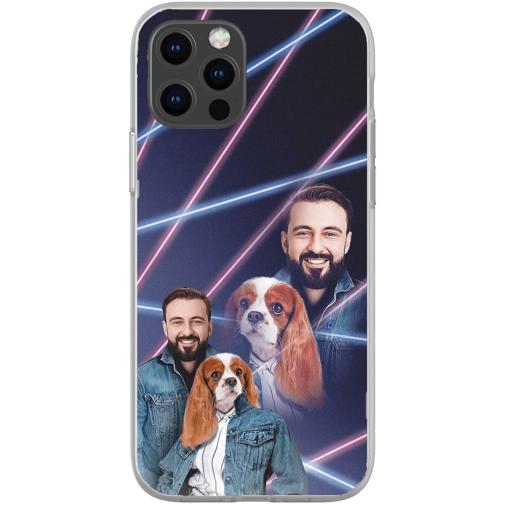 Funda para teléfono personalizada Lazer Portrait Pet (femenino)/humano (masculino) de los años 80