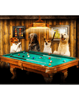 Lienzo personalizado para 4 mascotas 'The Pool Players'