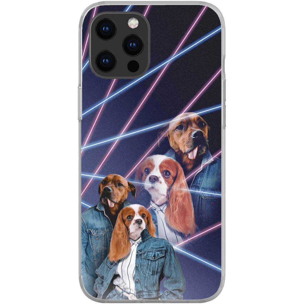 Funda personalizada para teléfono con 2 mascotas &#39;1980s Lazer Portrait&#39;