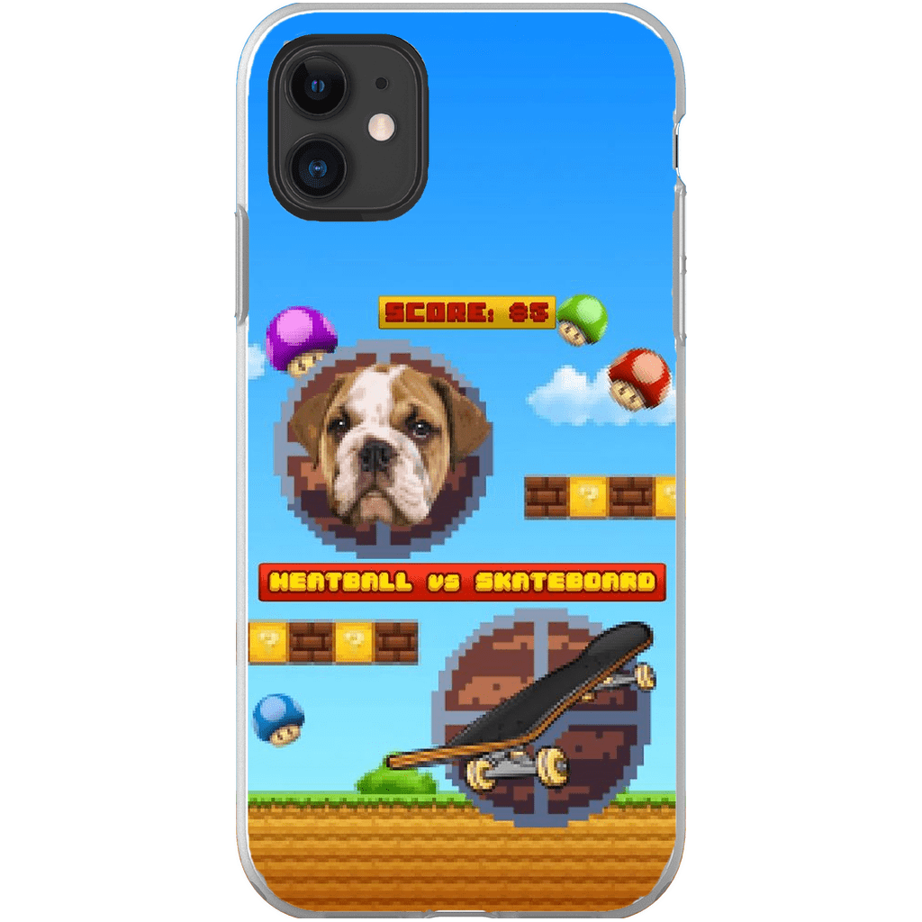 Funda de teléfono para mascotas personalizada con videojuego retro