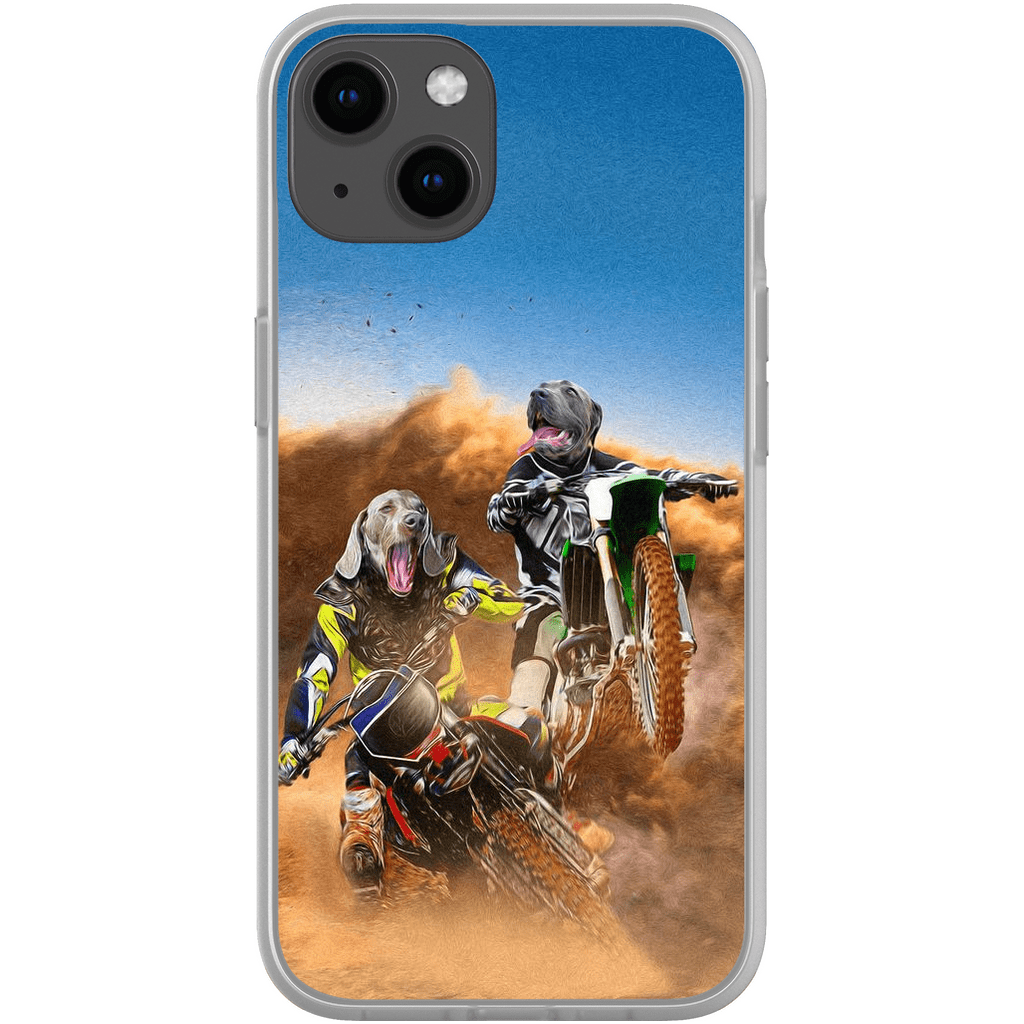 Funda personalizada para teléfono con 2 mascotas &#39;The Motocross Riders&#39;