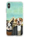 Funda personalizada para teléfono con 2 mascotas 'American Pawthic'