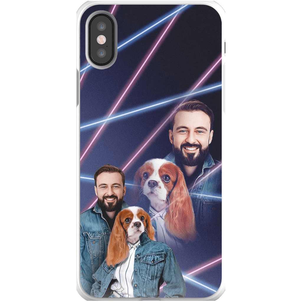 Funda para teléfono personalizada Lazer Portrait Pet (femenino)/humano (masculino) de los años 80