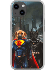 Funda personalizada para teléfono con 2 mascotas 'Superdog &amp; Batdog'