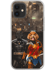 Funda personalizada para teléfono con 2 mascotas 'Batdog &amp; Wonder Doggette'