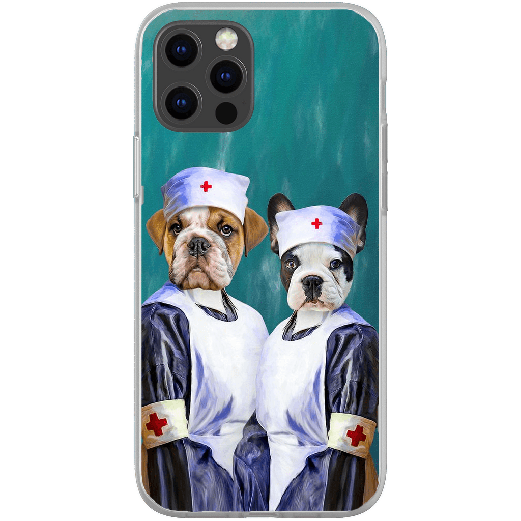 Funda personalizada para teléfono con 2 mascotas &#39;Las enfermeras&#39;