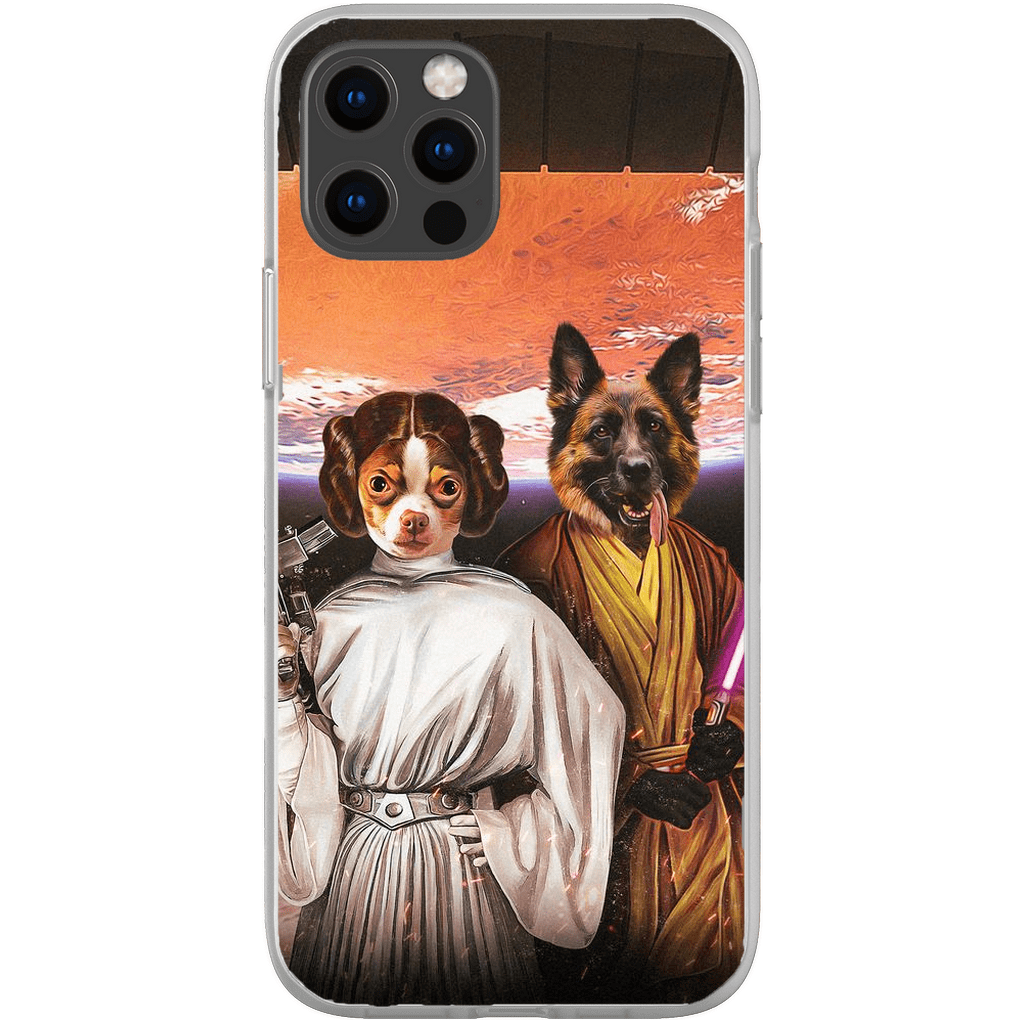 Funda personalizada para teléfono con 2 mascotas &#39;Princess Leidown &amp;amp; Jedi-Doggo&#39;