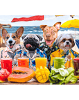 Lienzo personalizado para 4 mascotas 'The Beach Dogs'