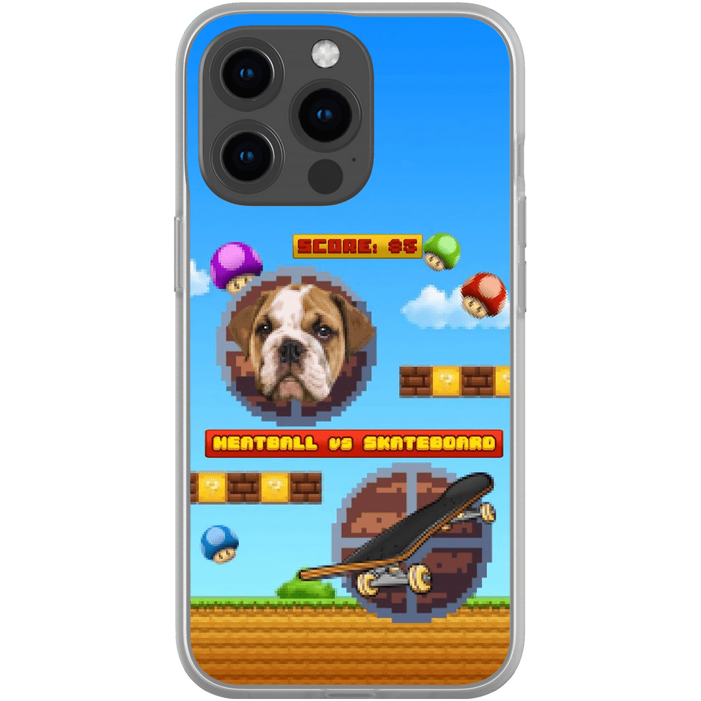 Funda de teléfono para mascotas personalizada con videojuego retro