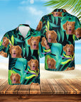 Camisa hawaiana personalizada (verde verde: 1-4 mascotas)