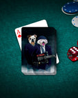 Personalized AC/Doggos playing cards featuring a custom portrait of two dogs as rock musicians.