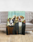 Personalized 'American Pawthic' pet blanket with custom bulldog and French bulldog portraits.