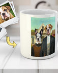 Taza personalizada para 2 mascotas 'American Pawthic'