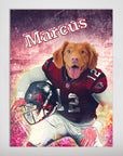 Personalized 'Atlanta Doggos' matte poster featuring a Nova Scotia Duck Tolling Retriever in a red football uniform.