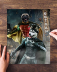 Puzzle personalizado de 2 mascotas 'Bat Dog &amp; Robin'