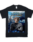 Black Gildan t-shirt featuring a brown dog's head on a Black Panther body with "Black Pawnther" text.