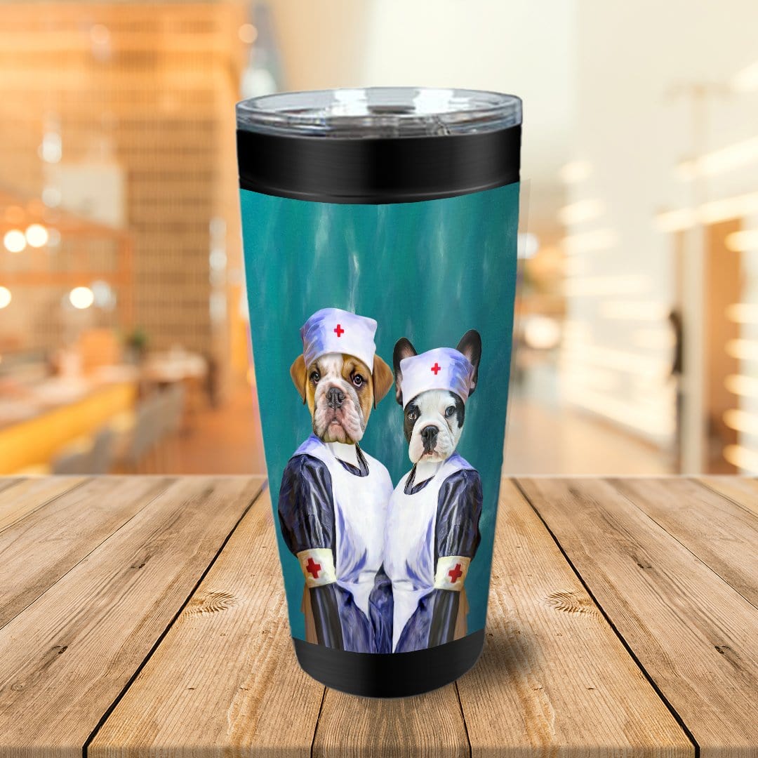 Vaso personalizado para 2 mascotas &#39;Las enfermeras&#39;