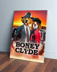 Lienzo personalizado para 2 mascotas 'Boney and Clyde'