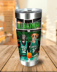 Vaso personalizado para 2 mascotas 'Boston Walkies'