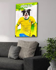 Lienzo personalizado para mascotas 'Brazil Doggos Soccer'