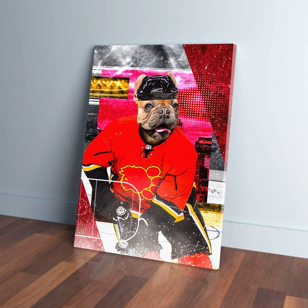 Lienzo personalizado para mascotas &#39;Calgary Doggos Hockey&#39;