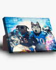 Personalized Carolina Doggos standing canvas featuring a pug and husky in football jerseys.