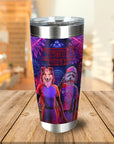 Personalized 2 pet 'Chewing Things' stainless steel tumbler with custom dog portraits.