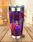Personalized 3-pet stainless steel tumbler with "Chewing Things" design featuring dogs in a pop culture style.
