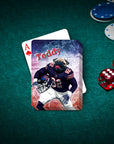 Personalized 'Chicago Doggos' playing card featuring a pug in a football uniform.