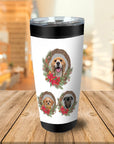 Vaso de corona navideña personalizado para 3 mascotas