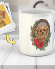 Taza personalizada para mascotas con corona navideña