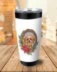 Vaso personalizado para mascotas con corona navideña