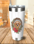 Vaso personalizado para mascotas con corona navideña