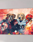 Personalized Cleveland Doggos canvas featuring a boxer and golden retriever in football jerseys.