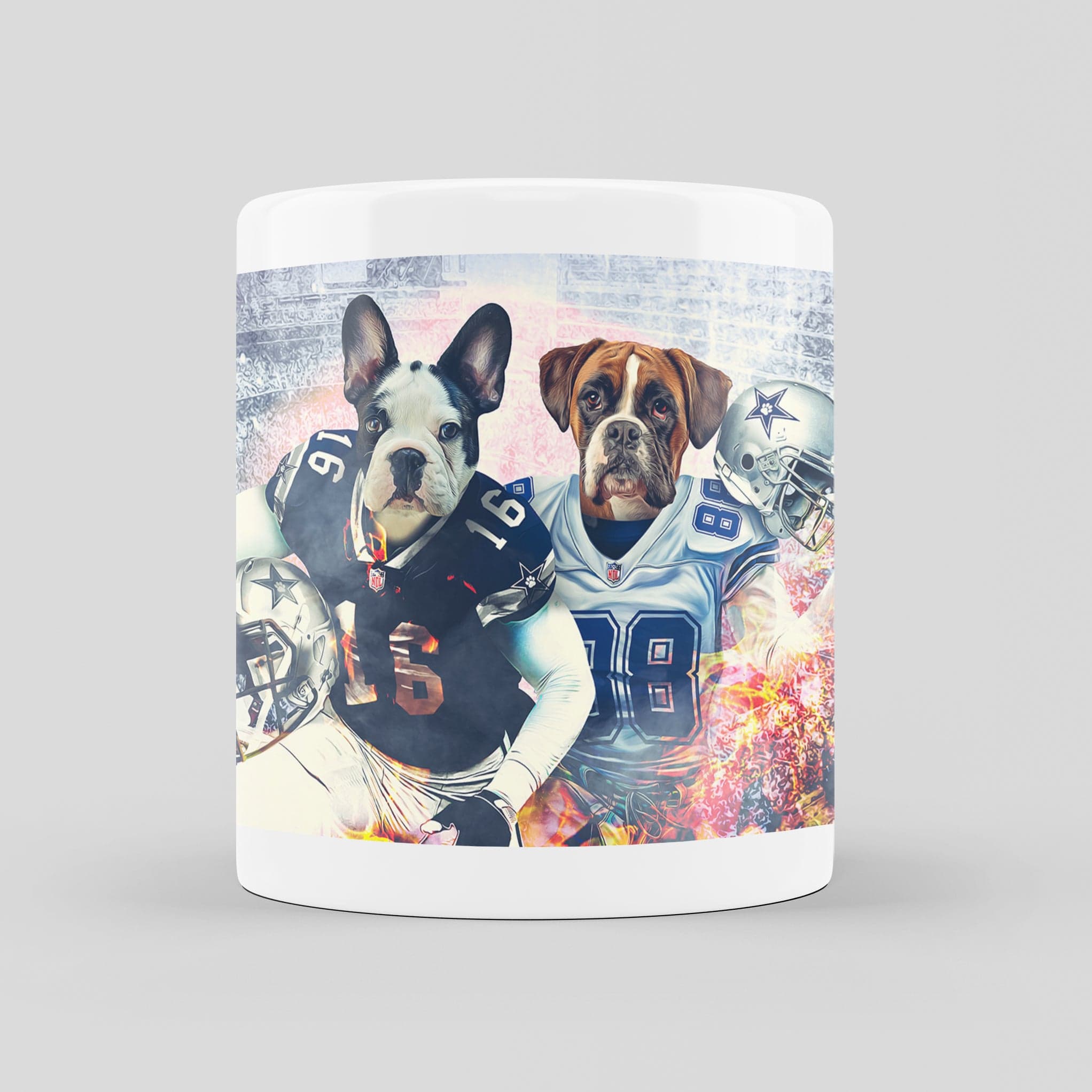 Taza personalizada para 2 mascotas &#39;Dallas Doggos&#39;