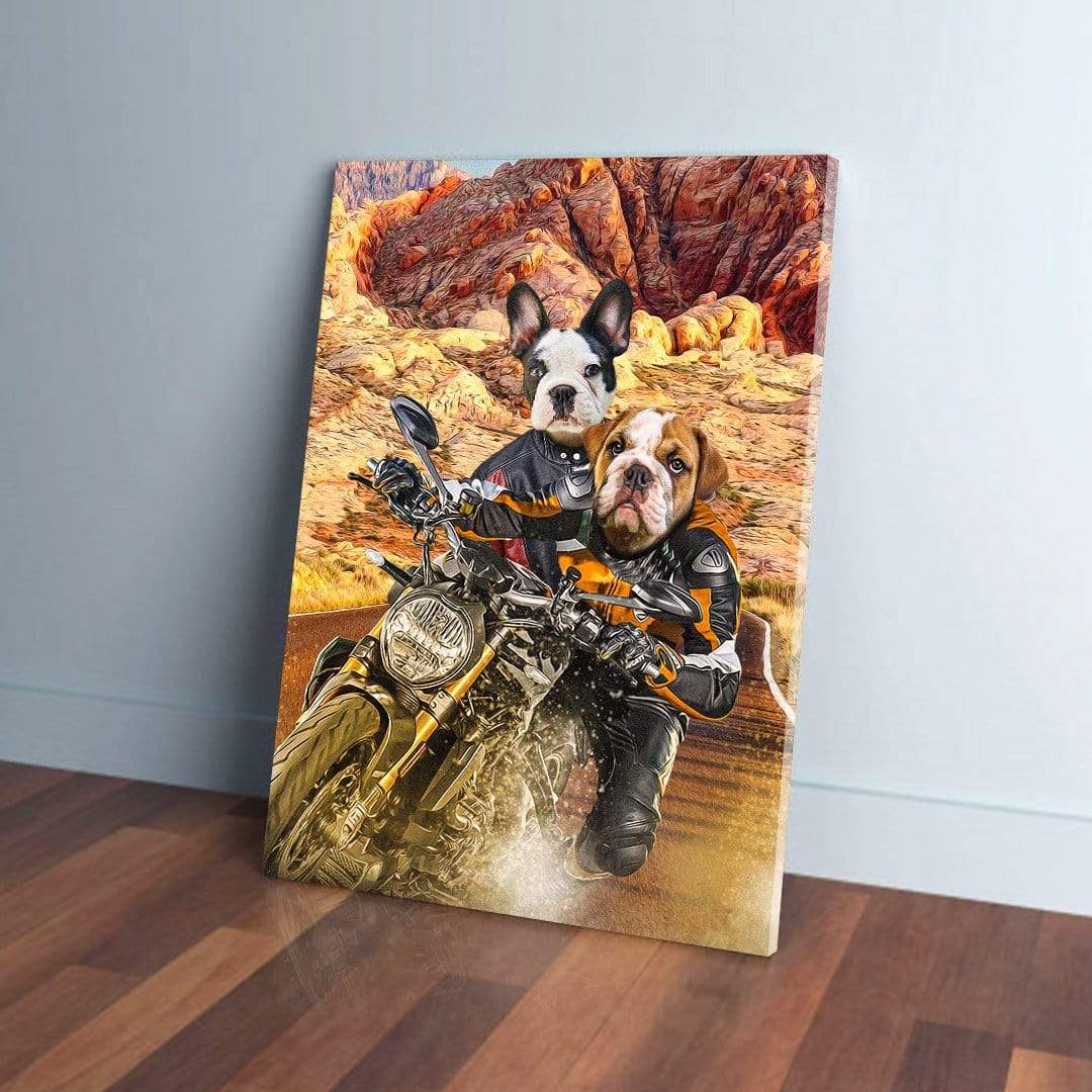 Lienzo personalizado para 2 mascotas &#39;Dogati Riders&#39;