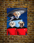 Póster personalizado para 3 mascotas 'Doggo-Trek'