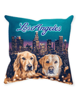 Cojín personalizado para 2 mascotas 'Doggos of Los Angeles'
