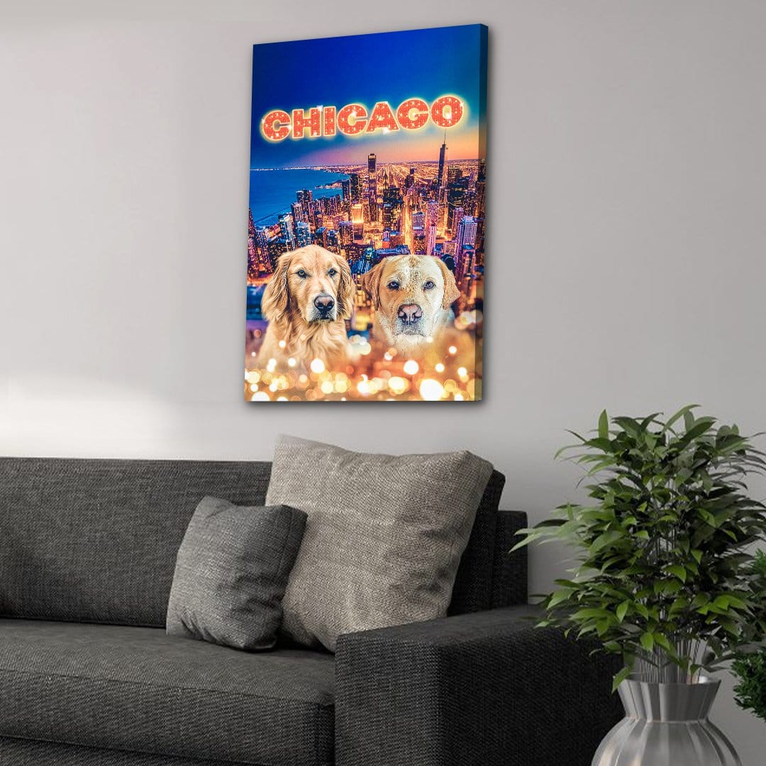 Lienzo personalizado para 2 mascotas &#39;Doggos Of Chicago&#39;