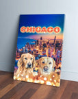 Lienzo personalizado para 2 mascotas 'Doggos Of Chicago'