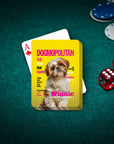 Personalized Dogmopolitan playing card featuring a Shih Tzu pet portrait on a green poker table.