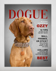 Custom Dogue pet poster featuring a Vizsla dog on a magazine cover with red text.