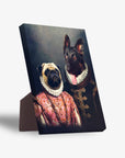 Personalized 'Duke and Archduchess' canvas featuring two pets in historical attire with a sturdy back stand.
